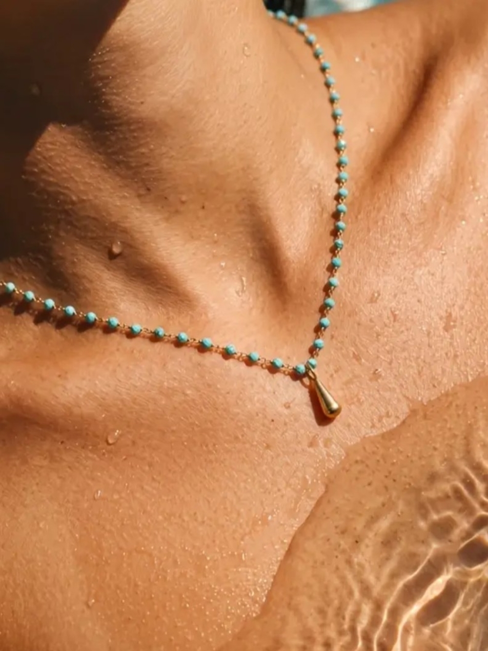 Gold Filed Turquoise Teardrop Necklace